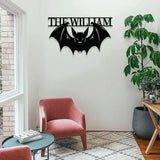 Metal Sign Halloween Bat Decorative Name Sign, Personalized Split Letter Last Name, Halloween Sign, Outdoor Door Monogram