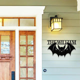 Metal Sign Halloween Bat Decorative Name Sign, Personalized Split Letter Last Name, Halloween Sign, Outdoor Door Monogram