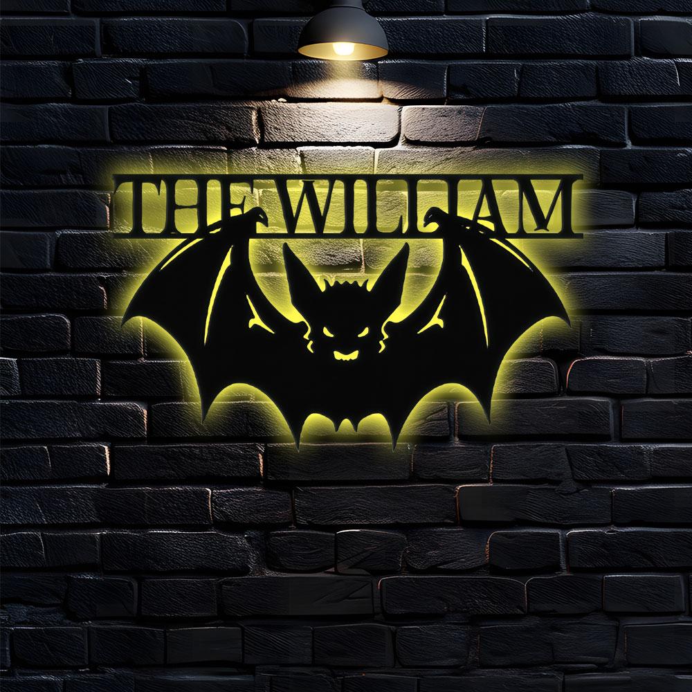Metal Sign Halloween Bat Decorative Name Sign, Personalized Split Letter Last Name, Halloween Sign, Outdoor Door Monogram