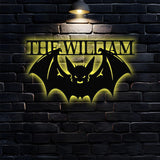 Metal Sign Halloween Bat Decorative Name Sign, Personalized Split Letter Last Name, Halloween Sign, Outdoor Door Monogram