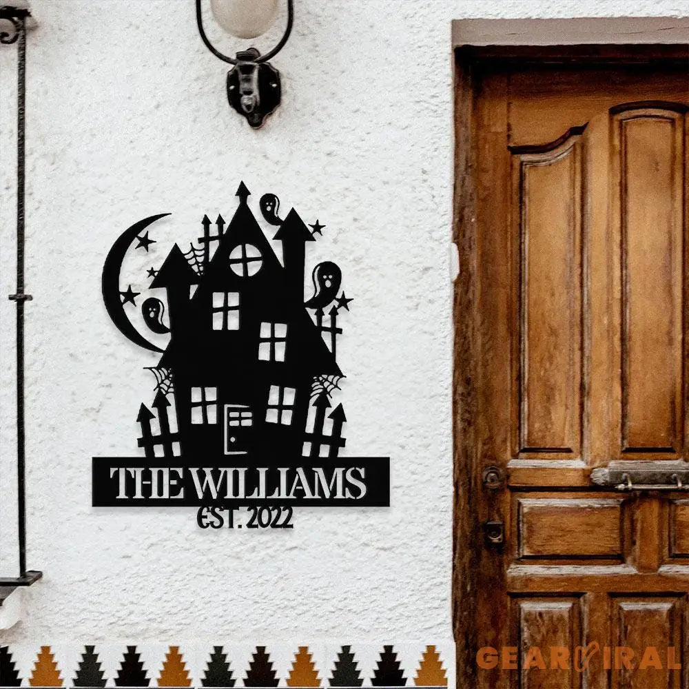 Metal Sign Halloween Castle Decorative Name Sign Personalized Split Letter Last Name Halloween Sign Outdoor Door