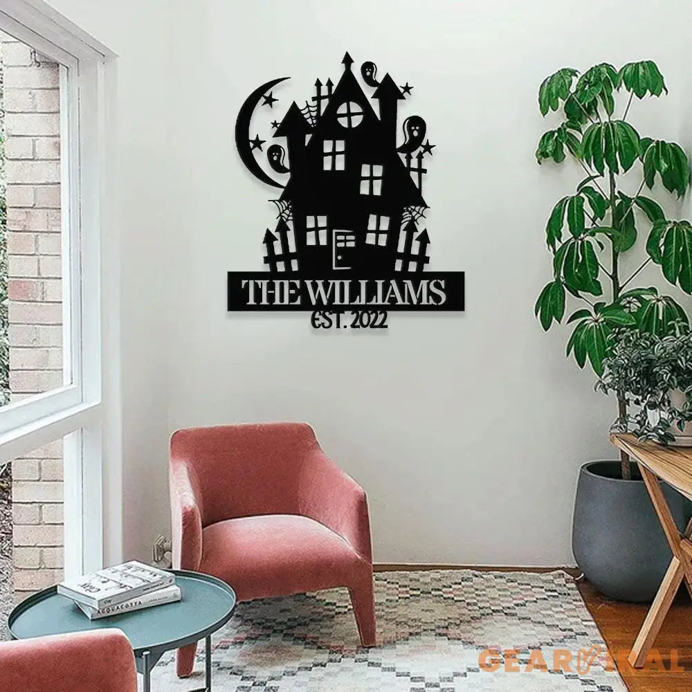 Metal Sign Halloween Castle Decorative Name Sign Personalized Split Letter Last Name Halloween Sign Outdoor Door