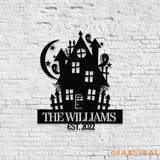 Metal Sign Halloween Castle Decorative Name Sign Personalized Split Letter Last Name Halloween Sign Outdoor Door