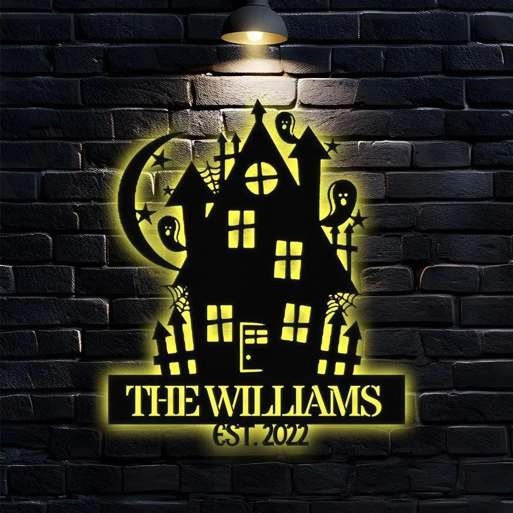 Metal Sign Halloween Castle Decorative Name Sign Personalized Split Letter Last Name Halloween Sign Outdoor Door