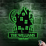Metal Sign Halloween Castle Decorative Name Sign, Personalized Split Letter Last Name, Halloween Sign, Outdoor Door Monogram
