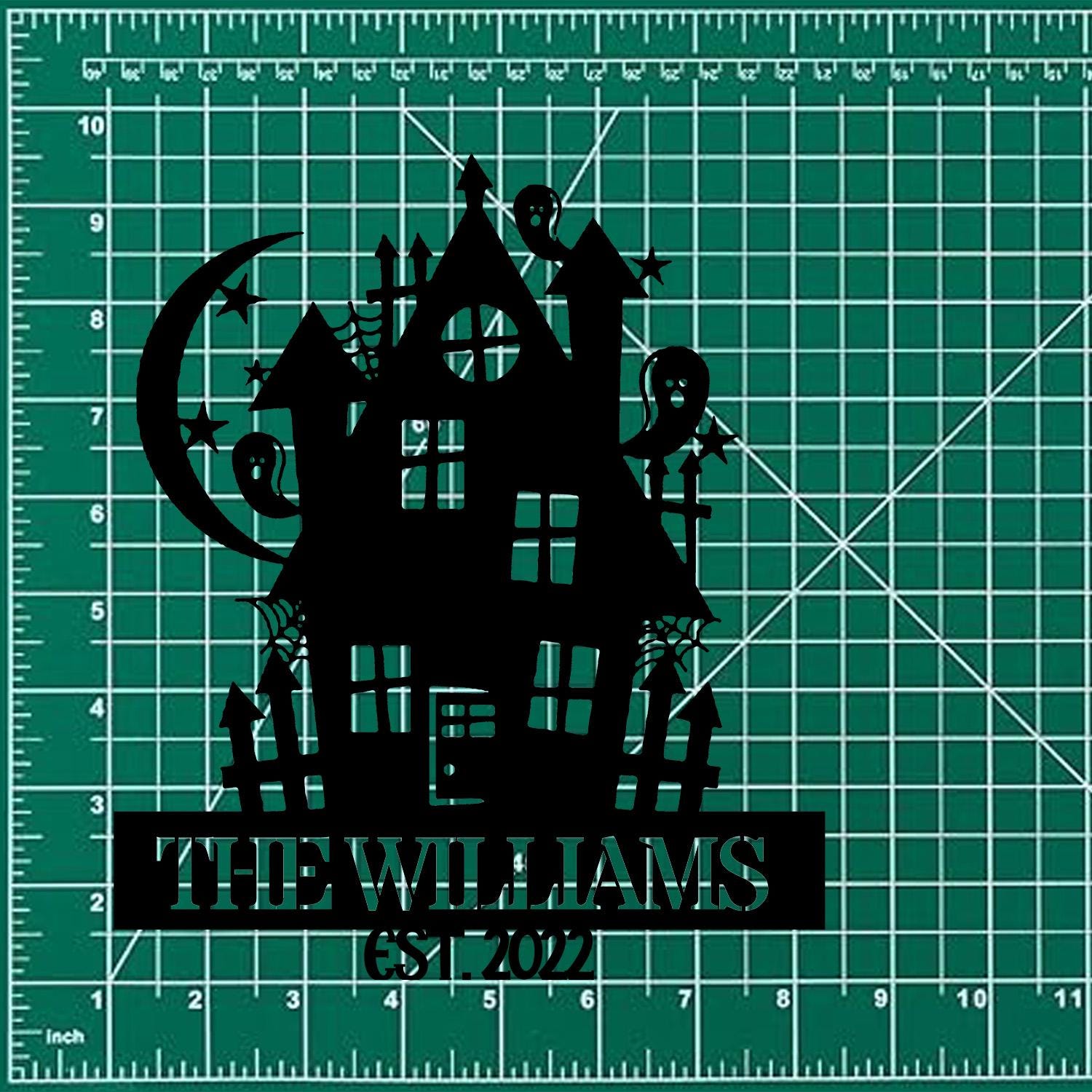 Metal Sign Halloween Castle Decorative Name Sign, Personalized Split Letter Last Name, Halloween Sign, Outdoor Door Monogram