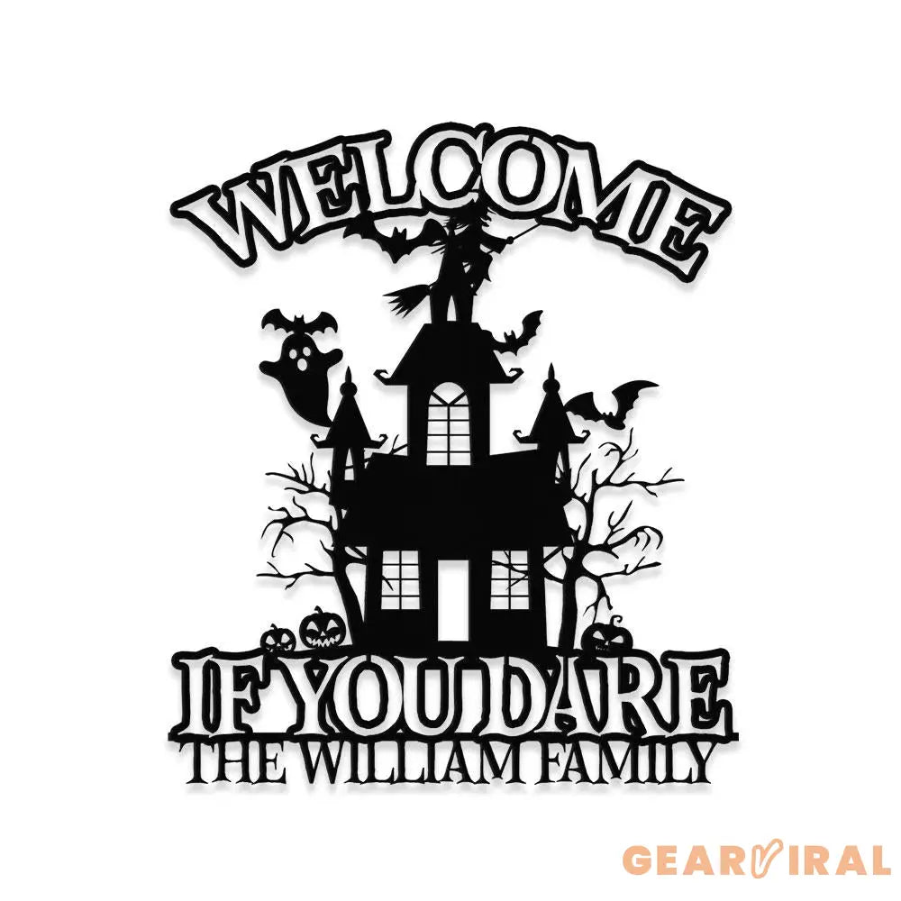 Metal Sign Halloween Castle If You Dare Decorative Name Sign Personalized Split Letter Last Name Halloween Sign Outdoor