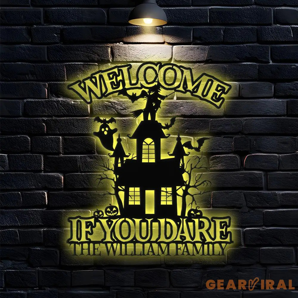 Metal Sign Halloween Castle If You Dare Decorative Name Sign Personalized Split Letter Last Name Halloween Sign Outdoor