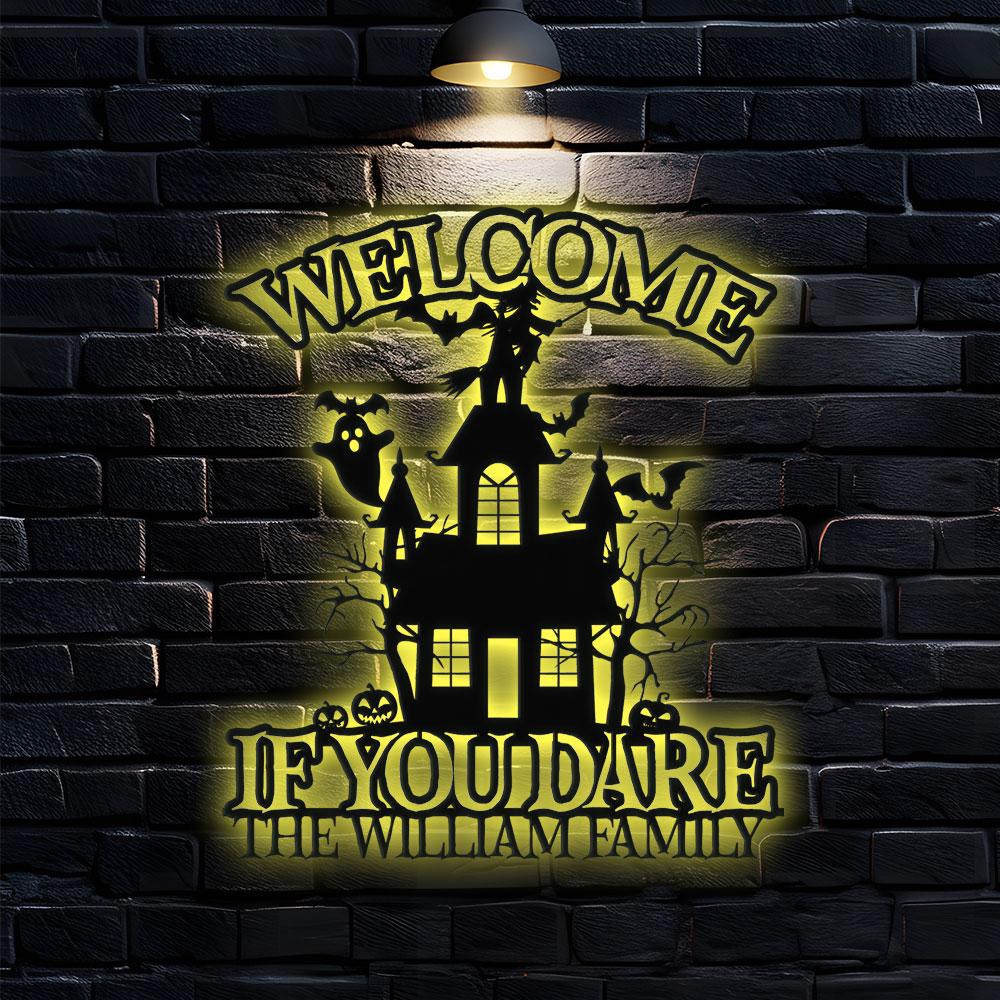 Metal Sign Halloween Castle If You Dare Decorative Name Sign, Personalized Split Letter Last Name, Halloween Sign, Outdoor Door Monogram