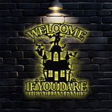 Metal Sign Halloween Castle If You Dare Decorative Name Sign, Personalized Split Letter Last Name, Halloween Sign, Outdoor Door Monogram