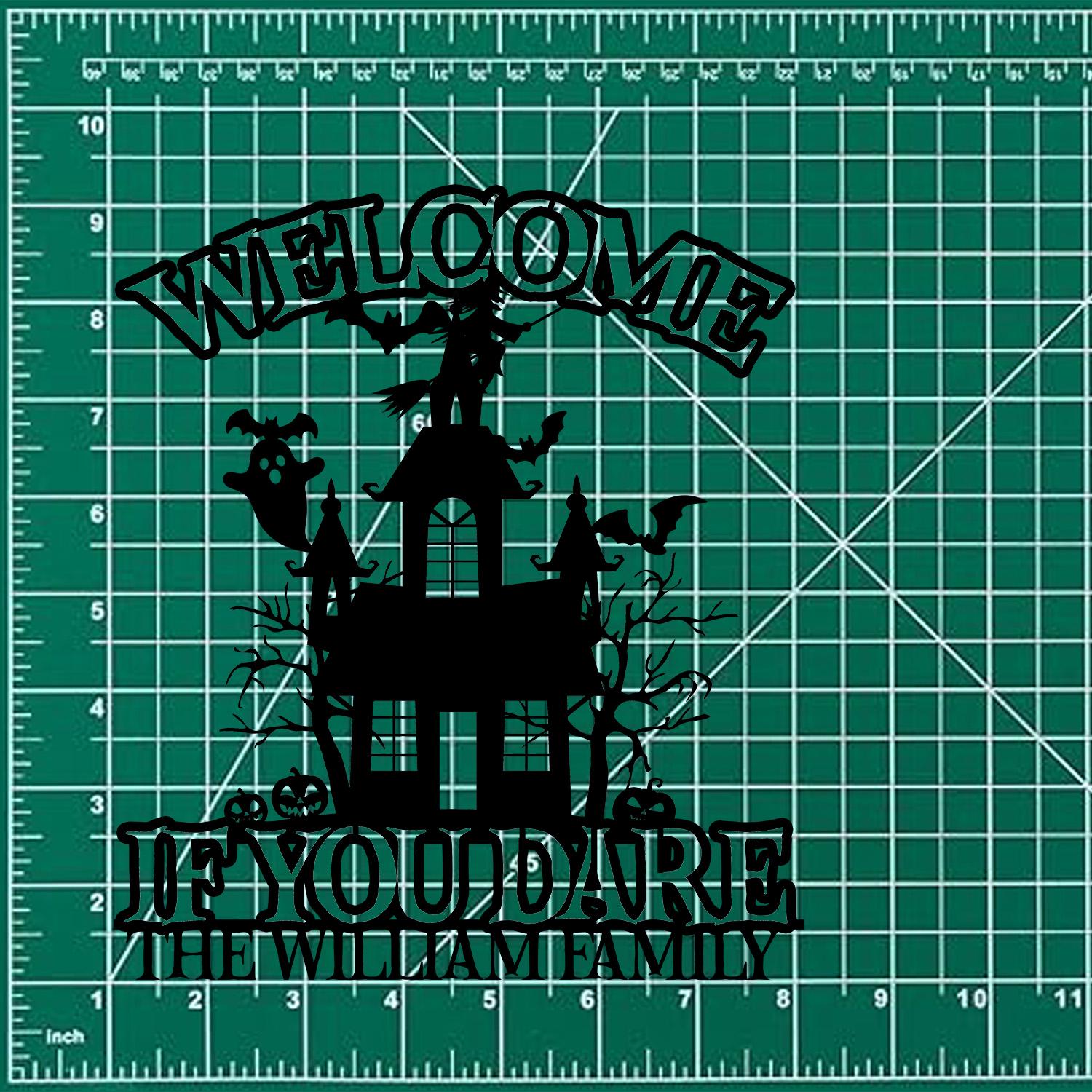 Metal Sign Halloween Castle If You Dare Decorative Name Sign, Personalized Split Letter Last Name, Halloween Sign, Outdoor Door Monogram