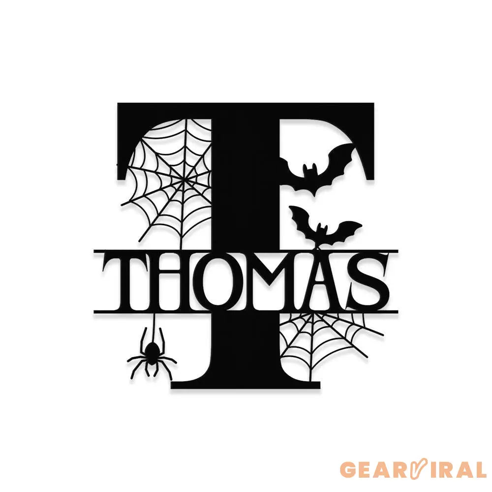 Metal Sign Halloween Decorative Name Sign Personalized Split Letter Last Name Halloween Sign Outdoor Door Hanger