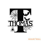 Metal Sign Halloween Decorative Name Sign Personalized Split Letter Last Name Halloween Sign Outdoor Door Hanger