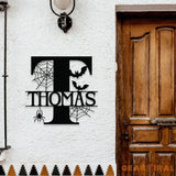 Metal Sign Halloween Decorative Name Sign Personalized Split Letter Last Name Halloween Sign Outdoor Door Hanger