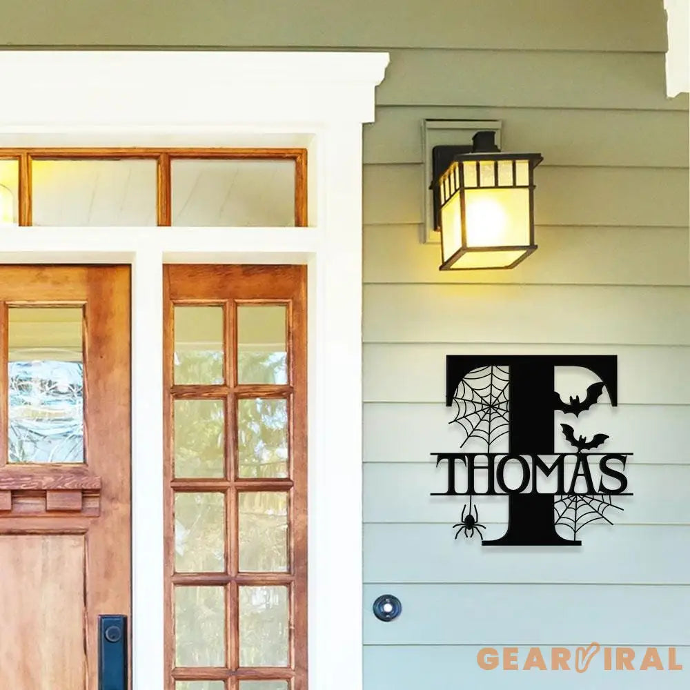 Metal Sign Halloween Decorative Name Sign Personalized Split Letter Last Name Halloween Sign Outdoor Door Hanger