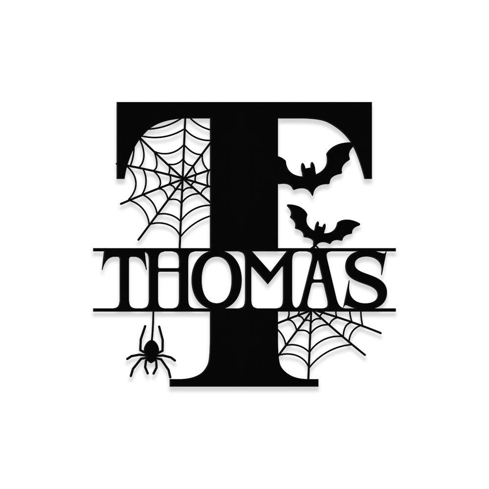 Metal Sign Halloween Decorative Name Sign, Personalized Split Letter Last Name, Halloween Sign, Outdoor Door Hanger, Housewarming Monogram