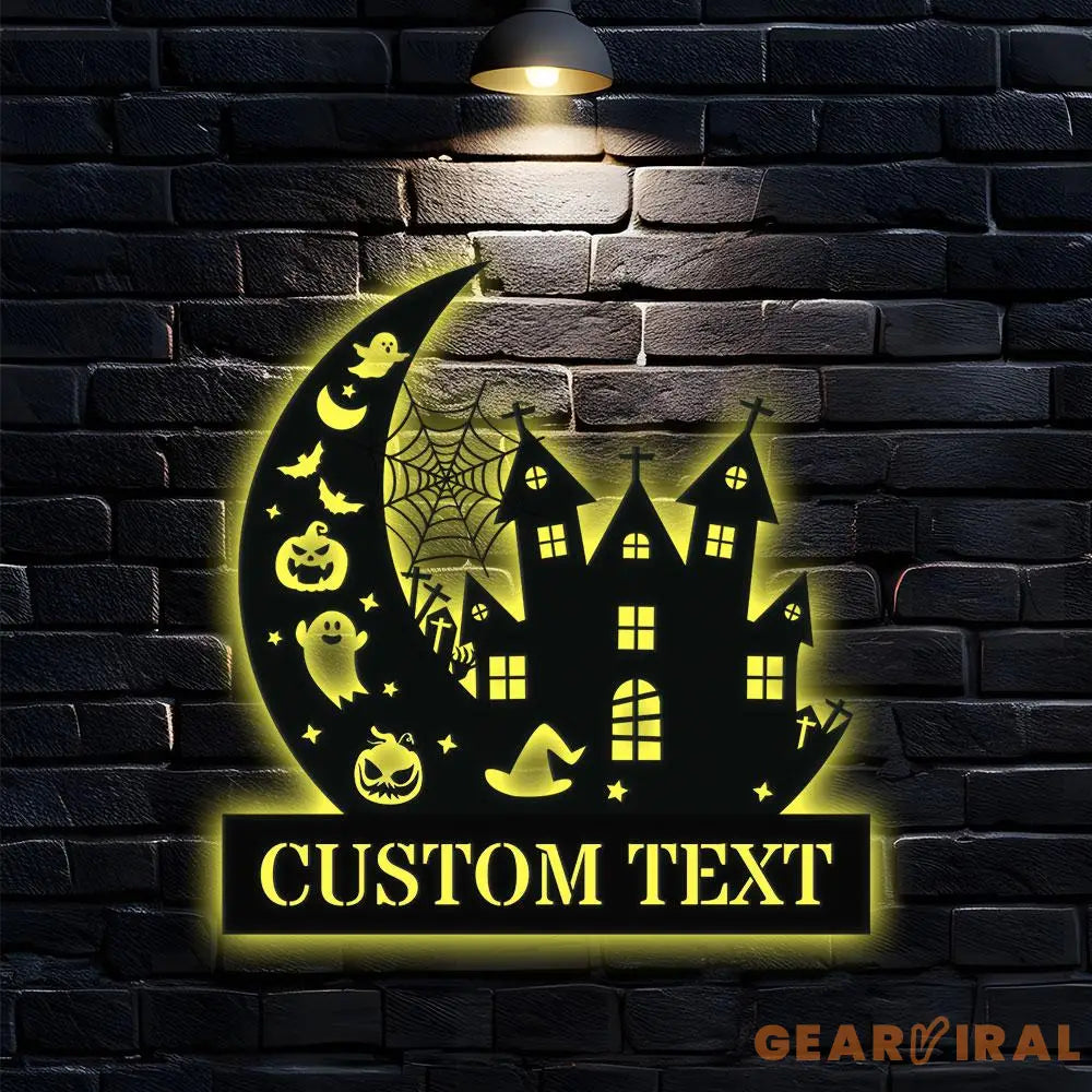 Metal Sign Halloween Falling Castle Boo Decorative Name Sign Personalized Split Letter Last Name Halloween Sign Outdoor