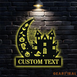 Metal Sign Halloween Falling Castle Boo Decorative Name Sign Personalized Split Letter Last Name Halloween Sign Outdoor