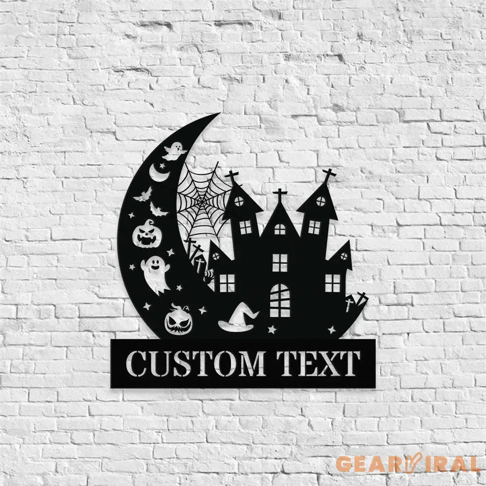 Metal Sign Halloween Falling Castle Boo Decorative Name Sign Personalized Split Letter Last Name Halloween Sign Outdoor