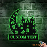 Metal Sign Halloween Falling Castle Boo Decorative Name Sign Personalized Split Letter Last Name Halloween Sign Outdoor