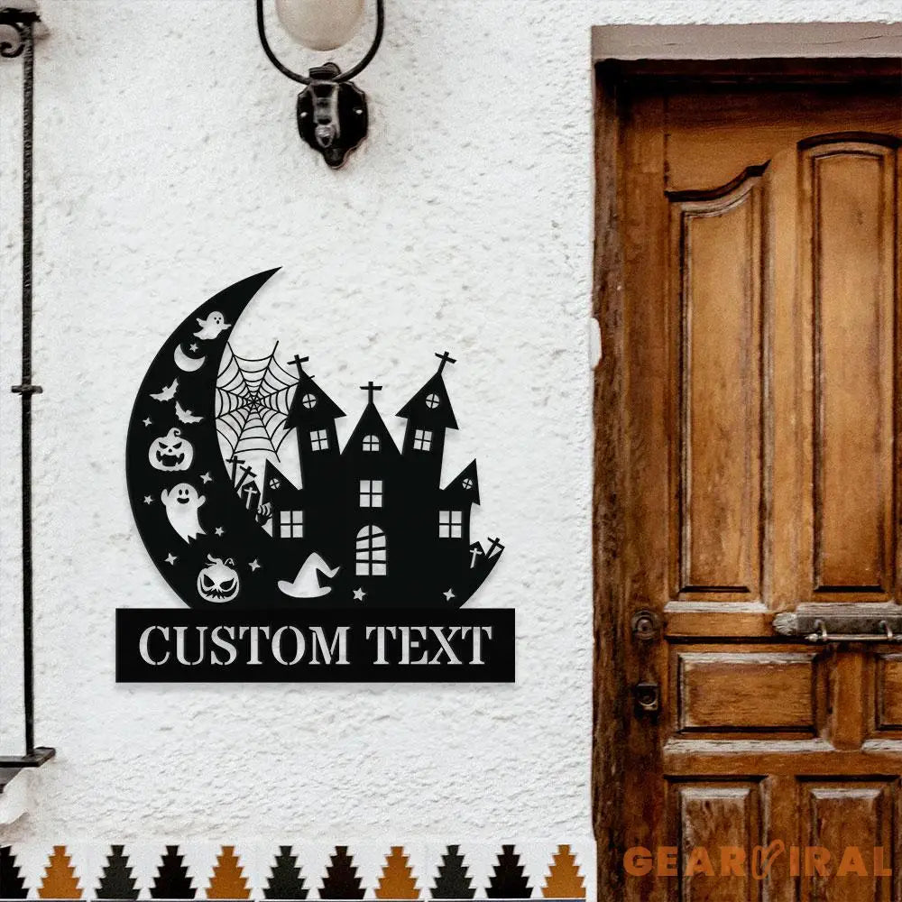 Metal Sign Halloween Falling Castle Boo Decorative Name Sign Personalized Split Letter Last Name Halloween Sign Outdoor