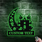 Metal Sign Halloween Falling Castle Boo Decorative Name Sign, Personalized Split Letter Last Name, Halloween Sign, Outdoor Door Monogram