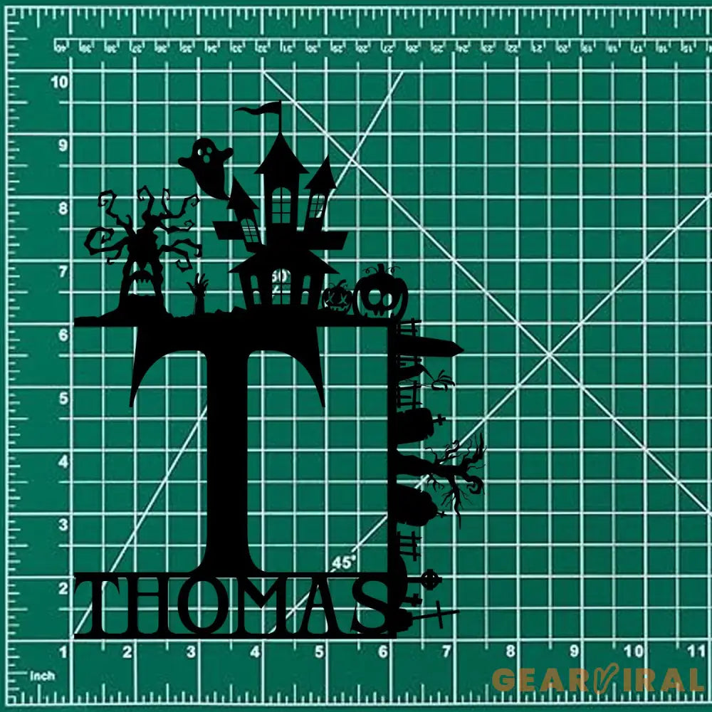 Metal Sign Halloween Falling Castle Decorative Name Sign Personalized Split Letter Last Name Halloween Sign Outdoor