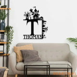 Metal Sign Halloween Falling Castle Decorative Name Sign Personalized Split Letter Last Name Halloween Sign Outdoor