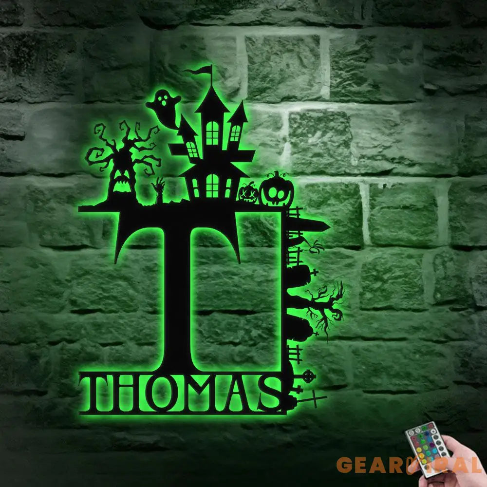 Metal Sign Halloween Falling Castle Decorative Name Sign Personalized Split Letter Last Name Halloween Sign Outdoor