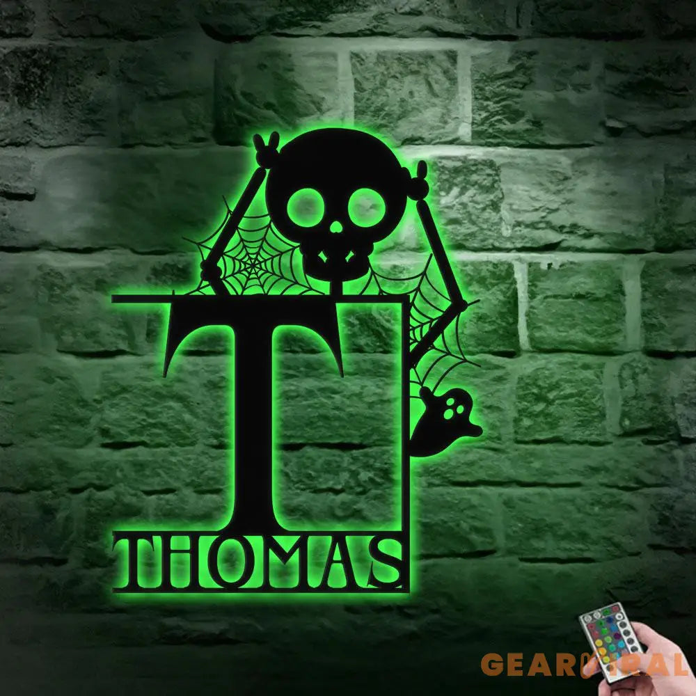 Metal Sign Halloween Funny Skull Decorative Name Sign Personalized Split Letter Last Name Halloween Sign Outdoor Door