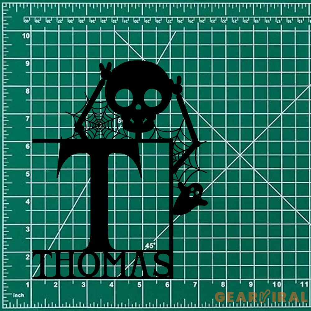 Metal Sign Halloween Funny Skull Decorative Name Sign Personalized Split Letter Last Name Halloween Sign Outdoor Door