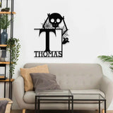 Metal Sign Halloween Funny Skull Decorative Name Sign, Personalized Split Letter Last Name, Halloween Sign, Outdoor Door Monogram