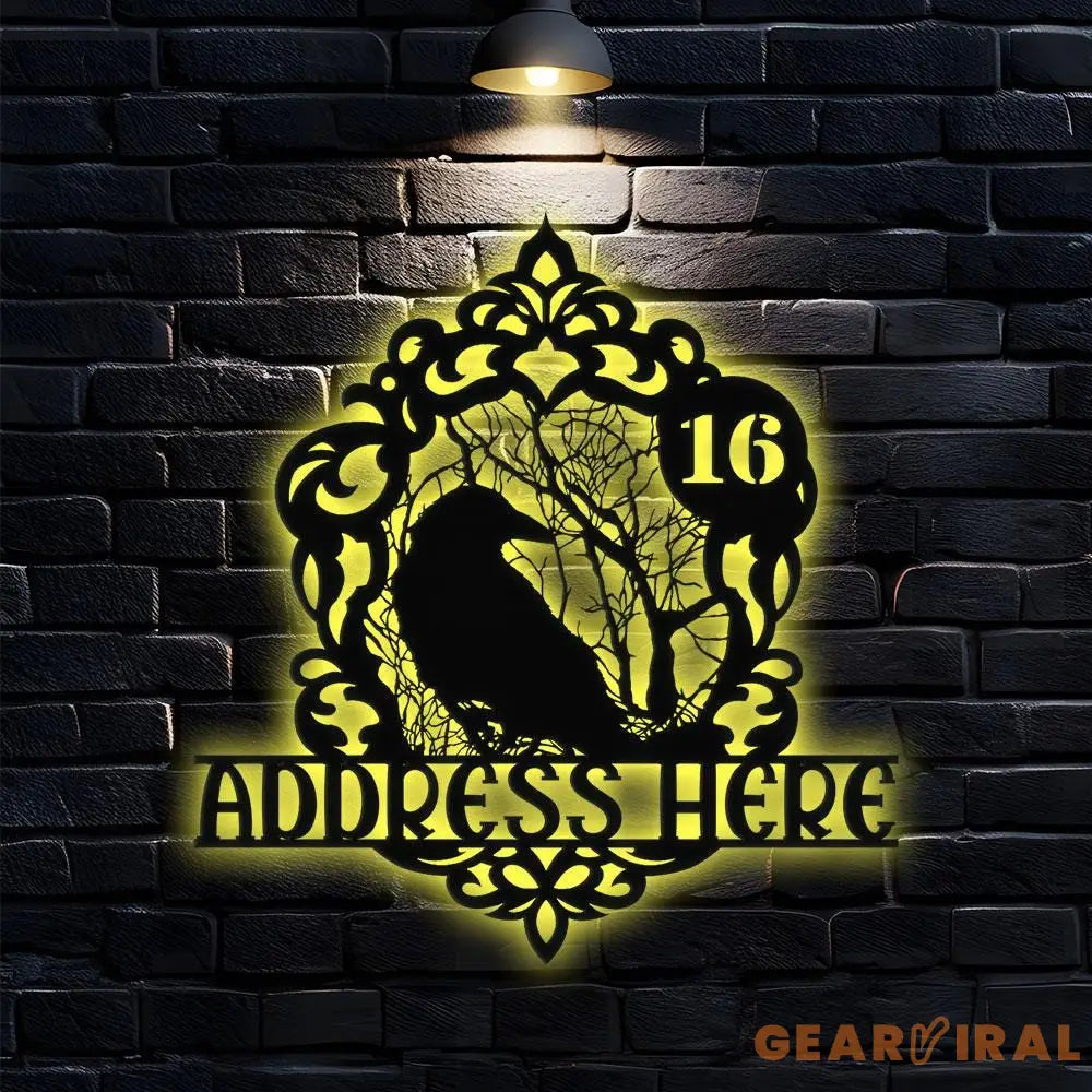 Metal Sign Halloween Mirror Name Sign Personalized Name LED Lights Halloween Sign Outdoor Door Monogram Halloween Metal