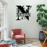 Metal Sign Halloween Spiderweb Decorative Name Sign Personalized Split Letter Last Name Halloween Sign Outdoor Door