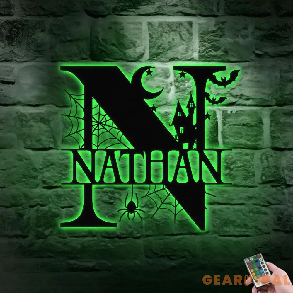 Metal Sign Halloween Spiderweb Decorative Name Sign Personalized Split Letter Last Name Halloween Sign Outdoor Door
