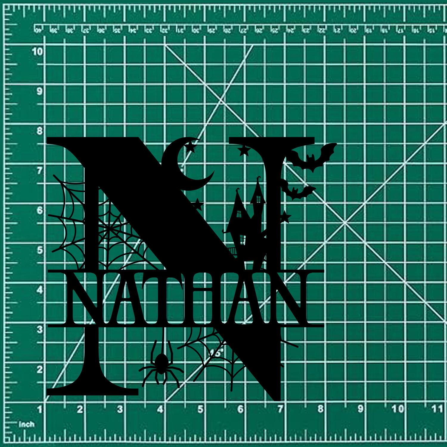 Metal Sign Halloween Spiderweb Decorative Name Sign, Personalized Split Letter Last Name, Halloween Sign, Outdoor Door Monogram