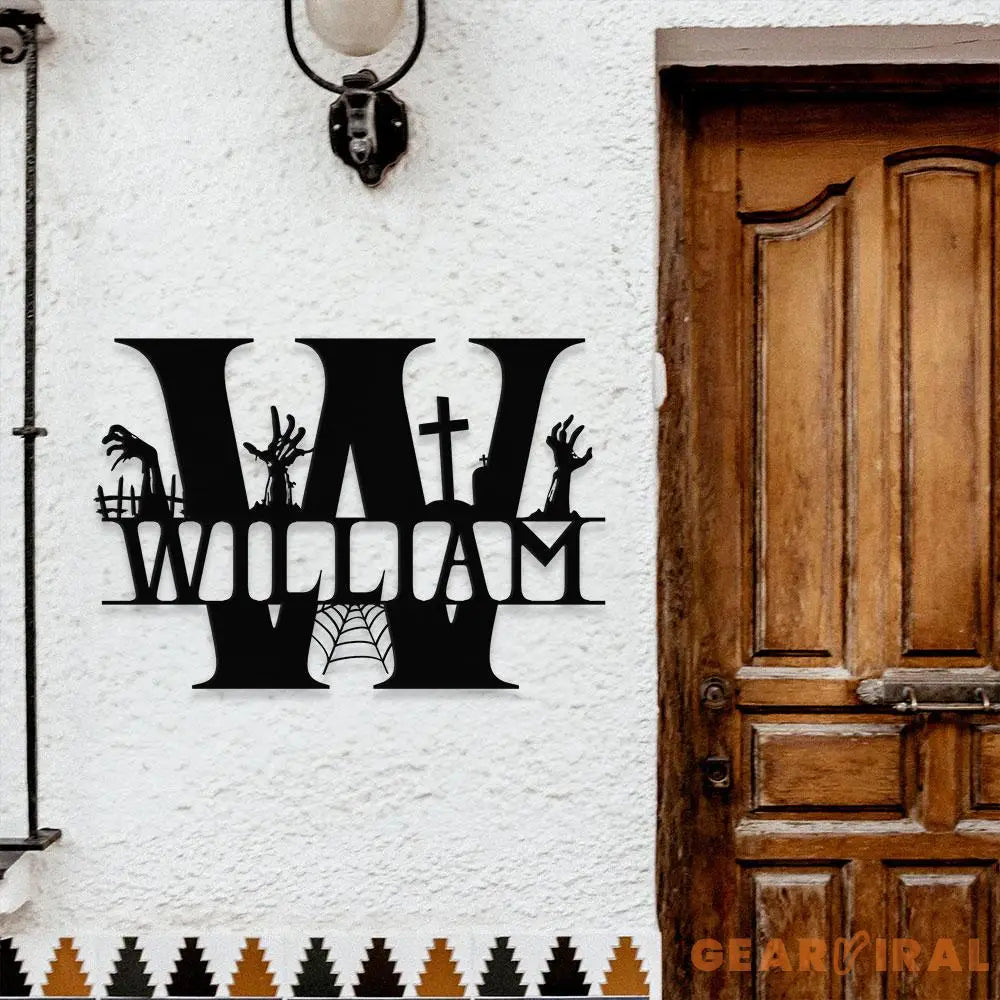 Metal Sign Halloween Vibe Decorative Name Sign Personalized Split Letter Last Name Halloween Sign Outdoor Door Monogram