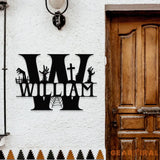 Metal Sign Halloween Vibe Decorative Name Sign Personalized Split Letter Last Name Halloween Sign Outdoor Door Monogram