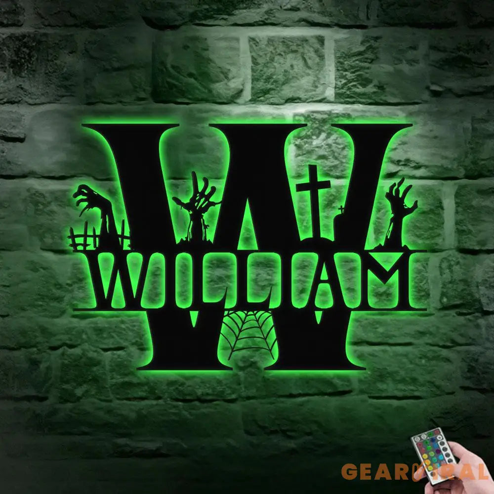 Metal Sign Halloween Vibe Decorative Name Sign Personalized Split Letter Last Name Halloween Sign Outdoor Door Monogram