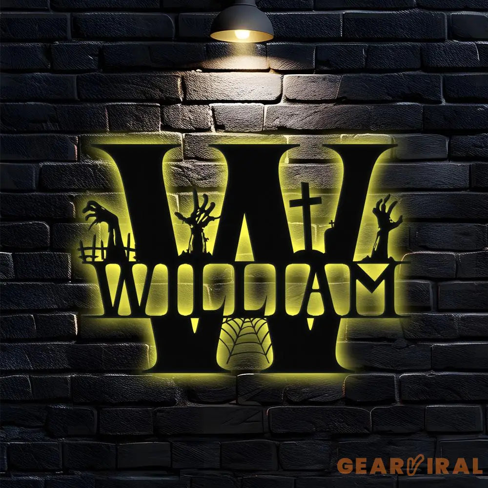 Metal Sign Halloween Vibe Decorative Name Sign Personalized Split Letter Last Name Halloween Sign Outdoor Door Monogram