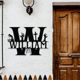 Metal Sign Halloween Vibe Decorative Name Sign, Personalized Split Letter Last Name, Halloween Sign, Outdoor Door Monogram