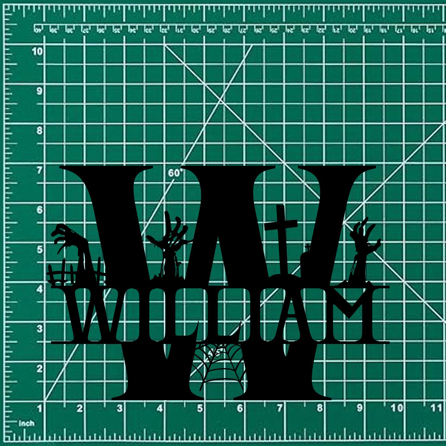 Metal Sign Halloween Vibe Decorative Name Sign, Personalized Split Letter Last Name, Halloween Sign, Outdoor Door Monogram