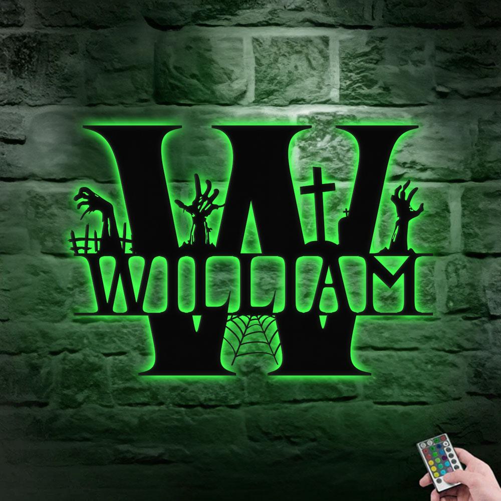 Metal Sign Halloween Vibe Decorative Name Sign, Personalized Split Letter Last Name, Halloween Sign, Outdoor Door Monogram