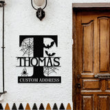 Metal Sign Halloween Vibe Family Name Sign Personalized Split Letter Last Name Halloween Sign Outdoor Door Monogram