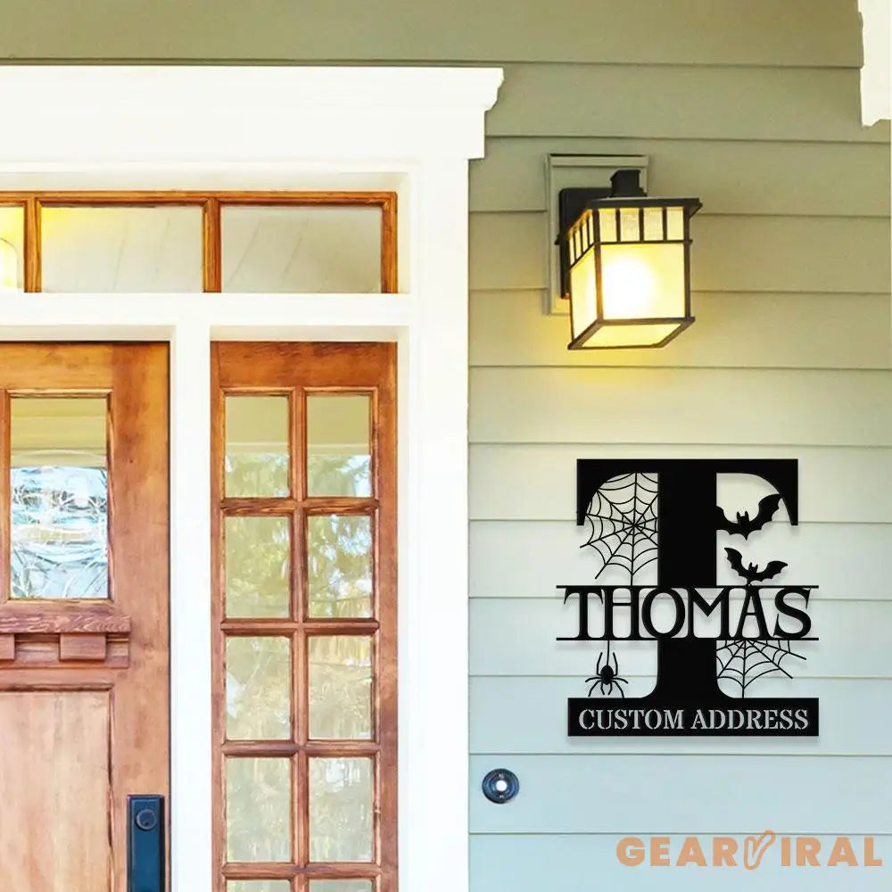 Metal Sign Halloween Vibe Family Name Sign Personalized Split Letter Last Name Halloween Sign Outdoor Door Monogram