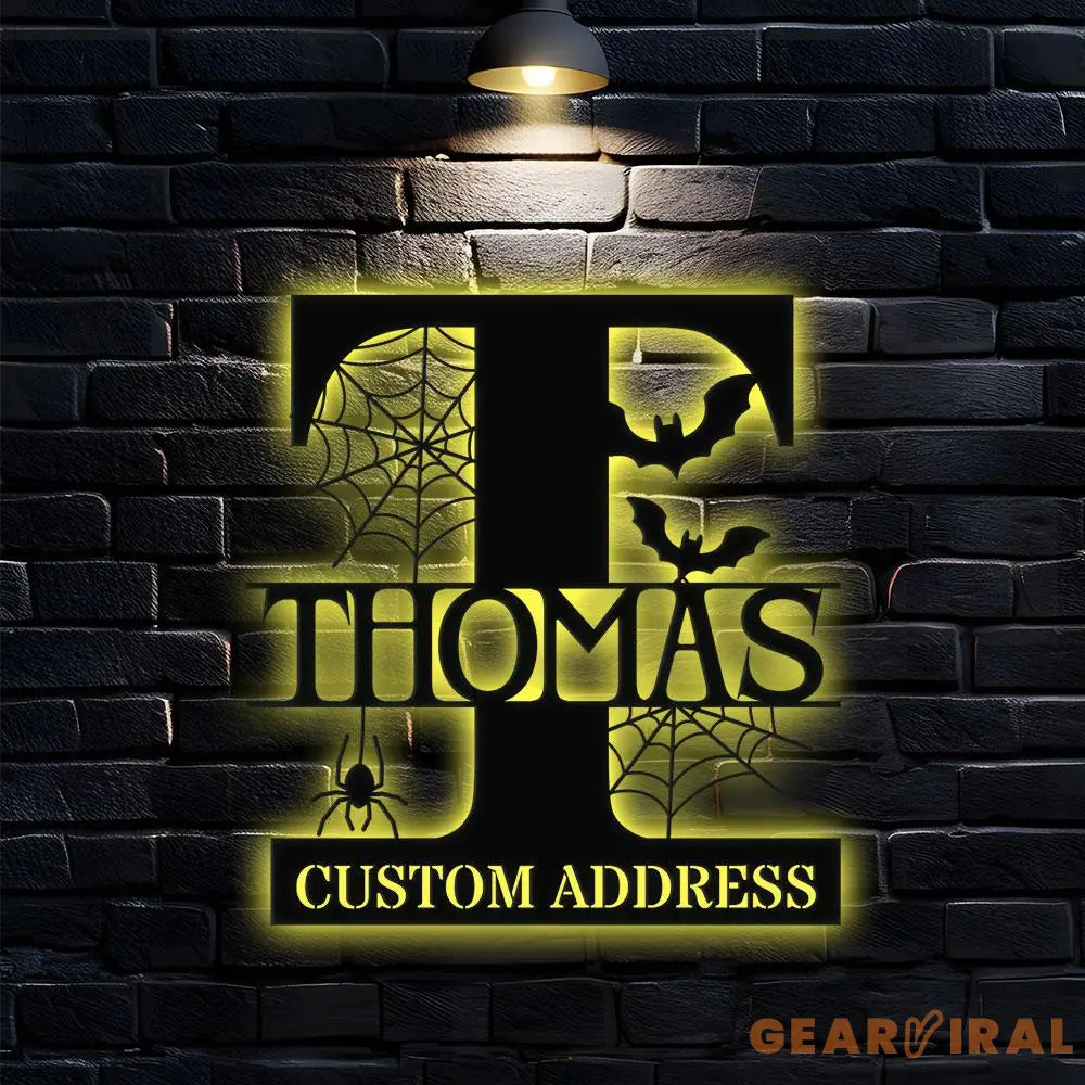 Metal Sign Halloween Vibe Family Name Sign Personalized Split Letter Last Name Halloween Sign Outdoor Door Monogram