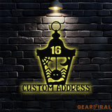 Metal Sign Lantern Bat Halloween Name Sign Personalized Name LED Lights Halloween Sign Outdoor Door Monogram Halloween