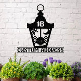 Metal Sign Lantern Bat Halloween Name Sign Personalized Name LED Lights Halloween Sign Outdoor Door Monogram Halloween