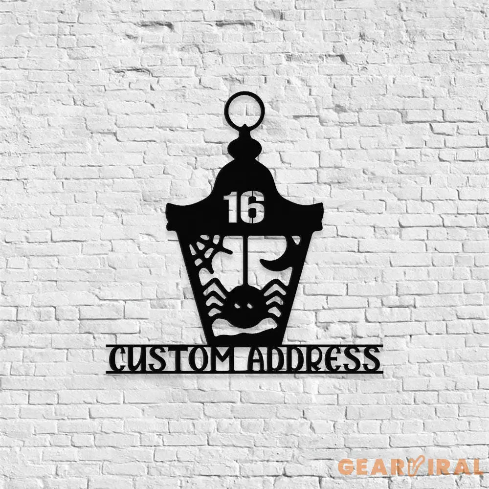 Metal Sign Lantern Bat Halloween Name Sign Personalized Name LED Lights Halloween Sign Outdoor Door Monogram Halloween