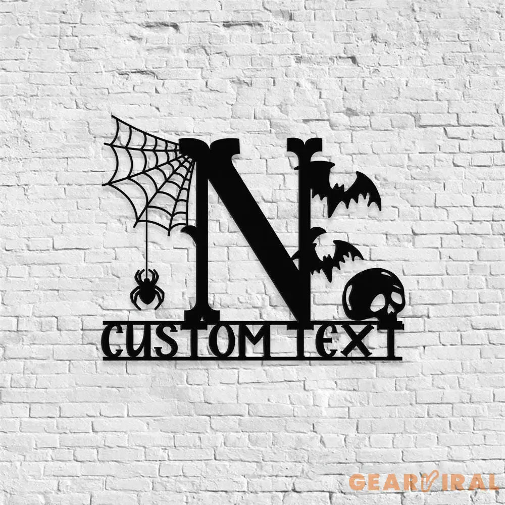 Metal Sign Monograms Halloween Name Sign Personalized Name LED Lights Halloween Sign Outdoor Door Monogram Halloween